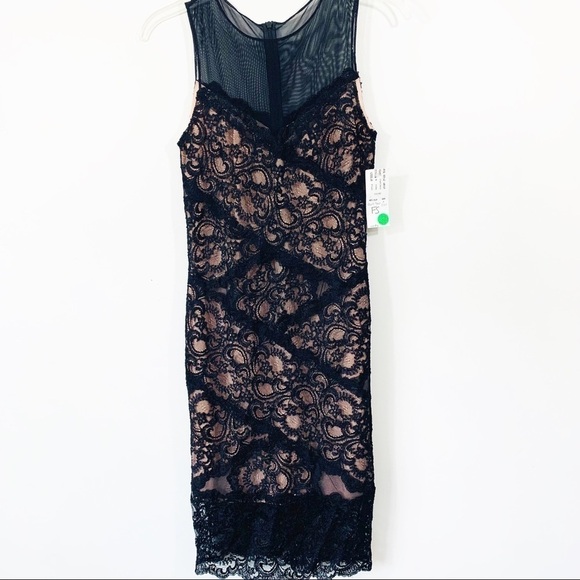NWT ARTLIER NICOLE MILLER BLACK LACE MESH COCKTAIL DRESS - Picture 2 of 8